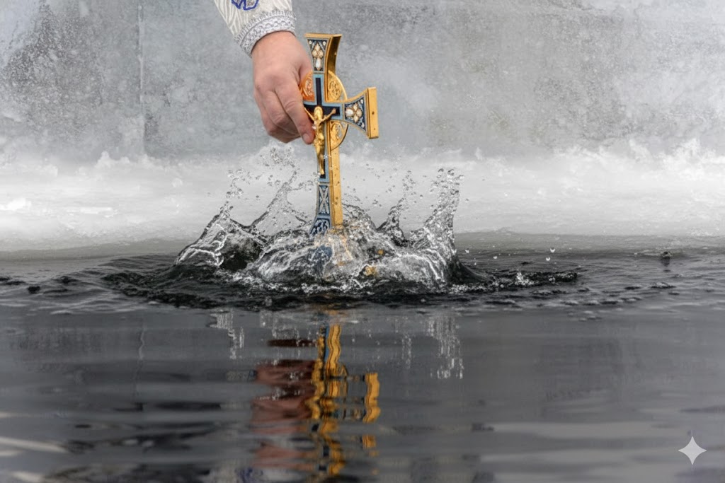 Христос хрещається! — У ріці Йордан!