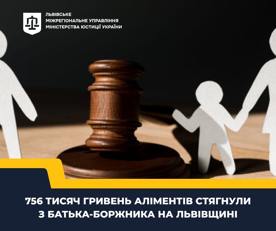 На Львівщині з батька-боржника стягнули 756 тисяч гривень аліментів